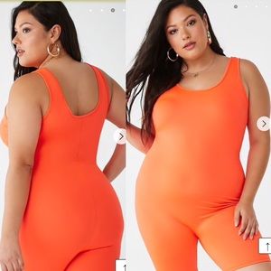 Orange scoop neck Romper